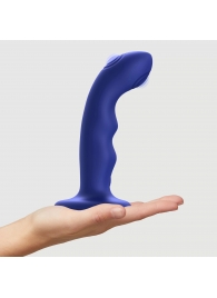 Синяя насадка-стимулятор Strap-On-Me Tapping Dildo Wave - Strap-on-me - купить с доставкой в Люберцах
