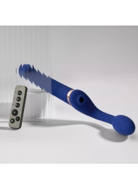 Синий безремневой страпон Multi Orgasm Bendable Strap-On size L с клиторальной стимуляцией - Strap-on-me - купить с доставкой в Люберцах