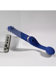 Синий безремневой страпон Multi Orgasm Bendable Strap-On size XL с клиторальной стимуляцией - Strap-on-me - купить с доставкой в Люберцах