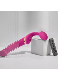 Ярко-розовый безремневой страпон Multi Orgasm Bendable Strap-On size L с клиторальной стимуляцией - Strap-on-me - купить с доставкой в Люберцах