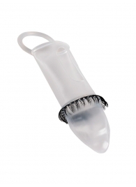 Закрытая насадка на пенис с подхватом мошонки и стимулирующими «ресничками» - Sextaz - в Люберцах купить с доставкой