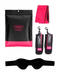 Черно-розовый эротический набор: маска, наручники и повязка - Erokay - купить с доставкой в Люберцах