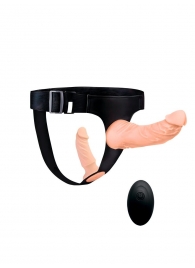 Женский страпон с 2 насадками, вибрацией и пультом ДУ - Erowoman-Eroman - купить с доставкой в Люберцах