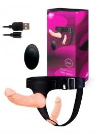 Женский страпон с 2 насадками, вибрацией и пультом ДУ - Erowoman-Eroman - купить с доставкой в Люберцах
