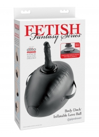 Черный надувной мяч с платформой для фиксации дилдо Body Dock Inflatable Love Ball - Pipedream - купить с доставкой в Люберцах