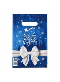 Сине-белый подарочный новогодний пакет с вырубной ручкой (20х30 см) - Сима-Ленд - купить с доставкой в Люберцах