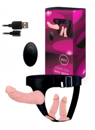 Женский страпон с 3 насадками и вибрацией - Erowoman-Eroman - купить с доставкой в Люберцах