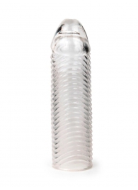 Прозрачная закрытая насадка на пенис с ребрышками - 16 см. - Sex Expert - в Люберцах купить с доставкой