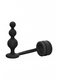 Черное эрекционное кольцо с анальной елочкой Cockring With Beaded Anal Plug - Dream Toys - в Люберцах купить с доставкой