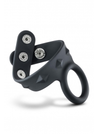 Черное эрекционное кольцо с подхватом мошонки на кнопках VS6 - Blush Novelties - в Люберцах купить с доставкой