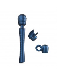 Синий вибромассажёр с насадками Man.wand Edgy - Manwan - в Люберцах купить с доставкой