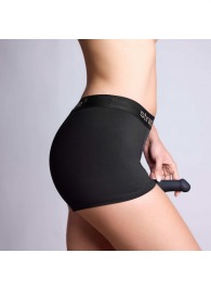 Черные трусики-боксеры для фиксации насадок Strap-on-me Harness Lingerie Allure - size XL - Strap-on-me - купить с доставкой в Люберцах