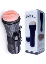 Телесный мастурбатор-вагина в черной колбе с вибрацией - Boys of Toys - в Люберцах купить с доставкой