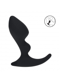 Черная анальная пробка для массажа простаты Double Ripple Silicone Prostate Massager - Shots Media BV - в Люберцах купить с доставкой