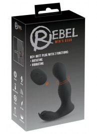 Черная анальная пробка с вибрацией, вращением и пультом ДУ RC Butt Plug with 2 Functions - Orion - в Люберцах купить с доставкой