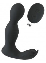 Черная анальная пробка с вибрацией, вращением и пультом ДУ RC Butt Plug with 2 Functions - Orion - в Люберцах купить с доставкой
