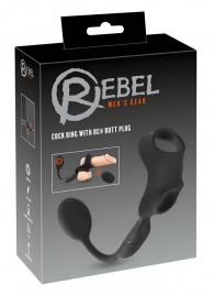 Черное виброкольцо с анальной пробкой Cock Ring with RC Butt Plug - Orion - в Люберцах купить с доставкой