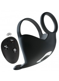 Черная вибронасадка для эрекции и стимуляции мошонки Cock ring with RC ball massager - Orion - в Люберцах купить с доставкой