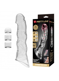 Прозрачный фаллоудлинитель с 3 вставками - 28 см. - Baile - в Люберцах купить с доставкой