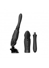 Черная секс-машина с функцией нагрева, насадками и присоской Sesh - Zalo - купить с доставкой в Люберцах