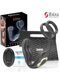 Черная анальная пробка с вращением и эрекционными кольцами - Ibiza - в Люберцах купить с доставкой