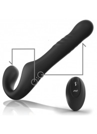 Черный безремневой страпон с вибрацией и возвратно-поступательными движениями - 24 см. - Ibiza - купить с доставкой в Люберцах