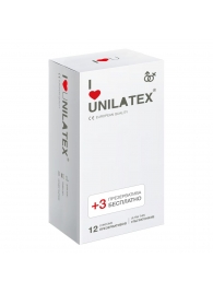 Ультратонкие презервативы Unilatex Ultra Thin - 12 шт. + 3 шт. в подарок - Unilatex - купить с доставкой в Люберцах