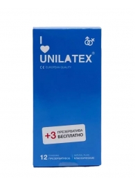 Классические презервативы Unilatex Natural Plain - 12 шт. + 3 шт. в подарок - Unilatex - купить с доставкой в Люберцах