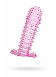 Гелевая розовая насадка с шипами - 12 см. - Toyfa Basic - в Люберцах купить с доставкой