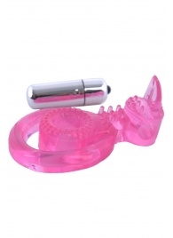 Розовая вибронасадка со стимулятор клитора   Язычок - Toyfa Basic - в Люберцах купить с доставкой