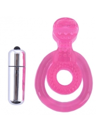 Розовая вибронасадка со стимулятор клитора   Язычок - Toyfa Basic - в Люберцах купить с доставкой