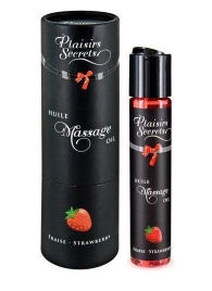 Массажное масло с ароматом клубники Huile de Massage Gourmande Fraise des Bois - 59 мл. - Plaisir Secret - купить с доставкой в Люберцах