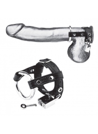 Утяжка на пенис на замочке Duo Cock And Ball Lock - BlueLine - купить с доставкой в Люберцах