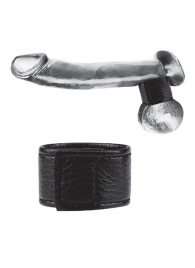 Чёрная утяжка на мошонку 1  Velcro Ball Stretcher - BlueLine - купить с доставкой в Люберцах