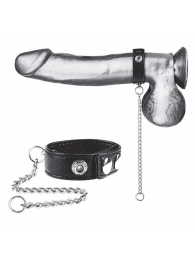 Утяжка на пенис с поводком Snap Cock Ring With 12  Leash - BlueLine - купить с доставкой в Люберцах