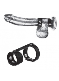Утяжка на пенис с клёпками Duo Snap Cock And Ball Ring - BlueLine - купить с доставкой в Люберцах