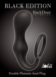 Чёрное эрекционное кольцо с анальной пробкой Double Pleasure Anal Plug - Lola Games - в Люберцах купить с доставкой