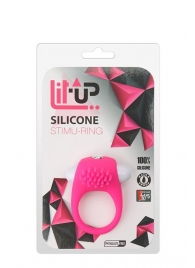 Розовое эрекционное кольцо с щеточкой LIT-UP SILICONE STIMU RING 5 - Dream Toys - в Люберцах купить с доставкой