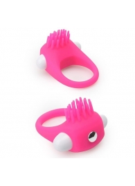 Розовое эрекционное кольцо с щеточкой LIT-UP SILICONE STIMU RING 5 - Dream Toys - в Люберцах купить с доставкой