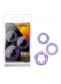 Набор из 3 фиолетовых эрекционных колец Stay Hard Beaded Cockrings - Blush Novelties - в Люберцах купить с доставкой