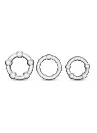 Набор из 3 прозрачных эрекционных колец Stay Hard Beaded Cockrings - Blush Novelties - в Люберцах купить с доставкой