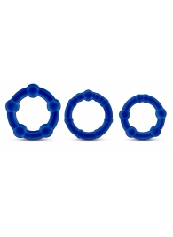 Набор из 3 синих эрекционных колец Stay Hard Beaded Cockrings - Blush Novelties - в Люберцах купить с доставкой