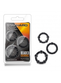 Набор из 3 чёрных эрекционных колец Stay Hard Beaded Cockrings - Blush Novelties - в Люберцах купить с доставкой