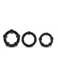 Набор из 3 чёрных эрекционных колец Stay Hard Beaded Cockrings - Blush Novelties - в Люберцах купить с доставкой