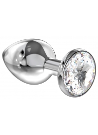 Большая серебристая анальная пробка Diamond Clear Sparkle Large с прозрачным кристаллом - 8 см. - Lola Games - купить с доставкой в Люберцах