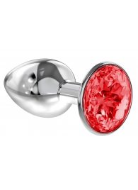 Малая серебристая анальная пробка Diamond Red Sparkle Small с красным кристаллом - 7 см. - Lola Games - купить с доставкой в Люберцах