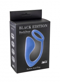 Синее эрекционное кольцо с анальной пробкой Button Anal Plug - Lola Games - в Люберцах купить с доставкой