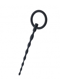 Чёрный уретральный плаг с кольцом - ToyFa - купить с доставкой в Люберцах