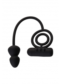 Чёрное эрекционное кольцо с вибропулькой и анальным хвостом - Erotist Adult Toys - в Люберцах купить с доставкой