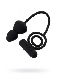 Чёрное эрекционное кольцо с вибростимулятором и анальным хвостом - Erotist Adult Toys - в Люберцах купить с доставкой